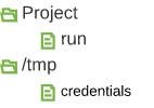 Credentials stored in a temporary text file separated from the project