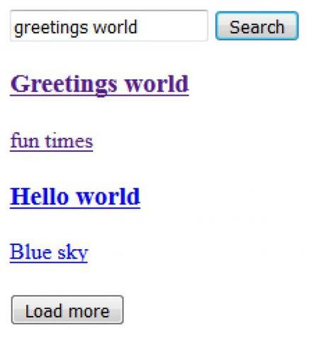 Website search using Javascript, PHP and MySQL function example